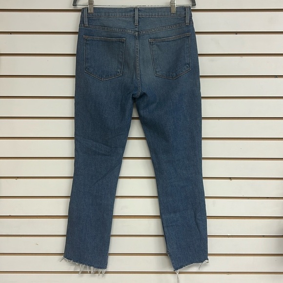 FRAME Le High Straight Jeans Distressed Raw Hem Arrington Wash, Size 28‎ - Picture 4 of 14